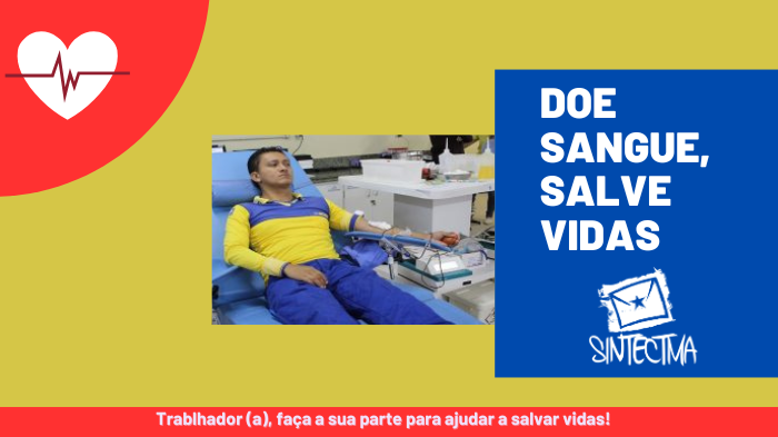 SINTECT-MA CONVIDA TRABALHADORES À DOAÇÃO DE SANGUE NESTA QUARTA (14/08)