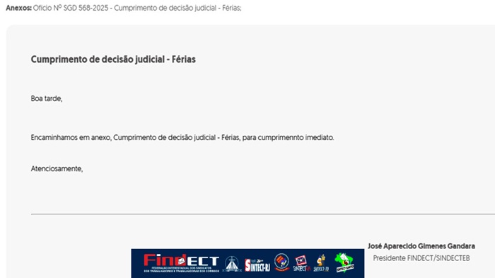FINDECT OBTÉM LIMINAR E IMPEDE SUSPENSÃO DAS FÉRIAS | DIREITO DOS TRABALHADORES É PRESERVADO: UMA VITÓRIA DA CATEGORIA