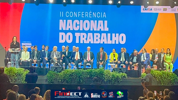 FINDECT E SINDICATOS DOS CORREIOS LEVAM REIVINDICAÇÕES DA CATEGORIA À ABERTURA DA II CONFERÊNCIA NACIONAL DO TRABALHO