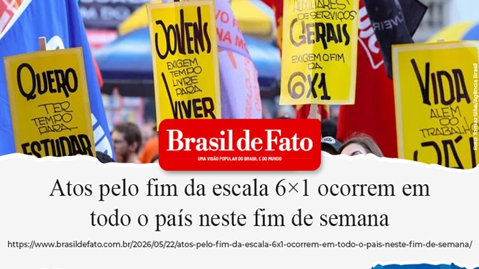 ATOS PELO FIM DA ESCALA 6×1 OCORREM EM TODO O PAÍS NESTE FIM DE SEMANA